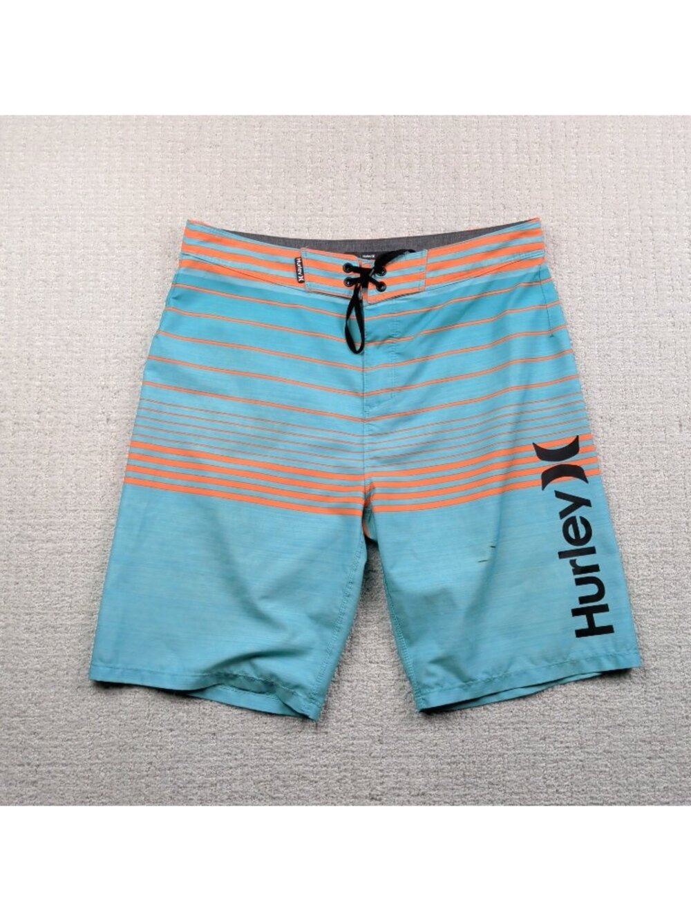 Hurley Phantom Board Shorts Mens 30 Neon Blue / Orange Stripe Swim Trunks Surfer